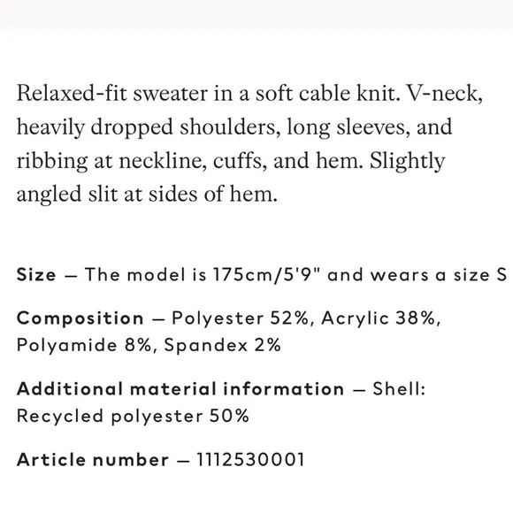 H&M cable knit sweater 🤍
